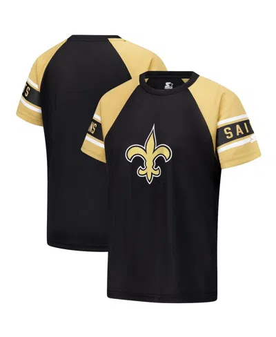 Starter Women's Black New Orleans Saints 1st Rounder Color Block Raglan Top