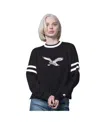 Starter Women's Black Philadelphia Eagles Rally Drop Shoulder Cropped Sweatshirt In Black