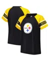 Starter Women's Black Pittsburgh Steelers 1st Rounder Color Block Raglan Top In Black