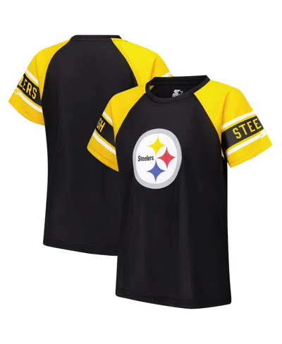 Starter Women's Black Pittsburgh Steelers 1st Rounder Color Block Raglan Top