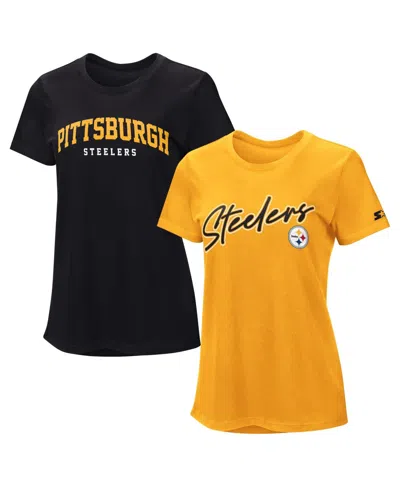 Starter Women's Black/gold Pittsburgh Steelers Combo Pack T-shirt