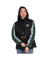 Starter Women's Black/green Green Bay Packers Thursday Night Gridiron Half-zip Jacket In Black