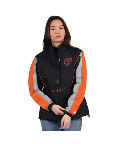 Starter Women's Black/orange Chicago Bears Thursday Night Gridiron Half-zip Jacket