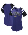Starter Women's Blue Baltimore Ravens Game On Notch Neck Raglan T-shirt In Blue