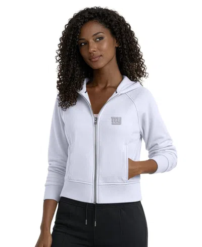 Starter Women's Blue New York Giants Cropped Pastels Full-zip Hoodie