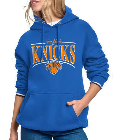 Starter Women's Blue New York Knicks Arch Stripe Fleece Hoodie