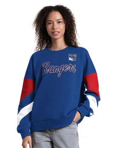 Starter Women's Blue New York Rangers Grand Slam Sleeve Color Block Sweatshirt