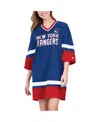Starter Women's Blue New York Rangers Hurry-up Offense Boxy V-neck Half-sleeve Sneaker Dress In Blue