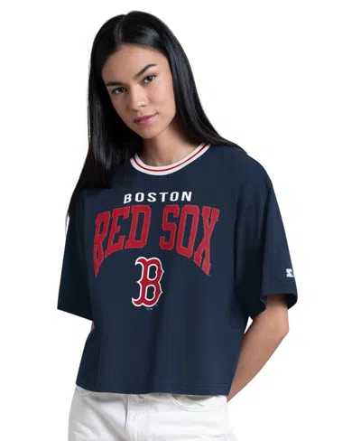 Starter Women's Boston Red Sox Ace Cropped T-shirt In Blue