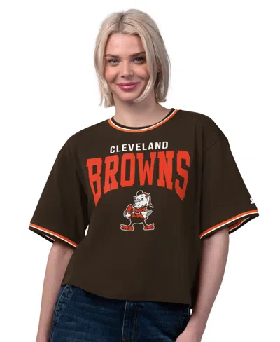 Starter Women's Brown Cleveland Browns Vintage Ace Cropped T-shirt