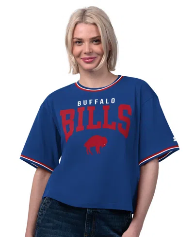 Starter Women's Buffalo Bills Vintage Ace Oversized Cropped T-shirt In Blue