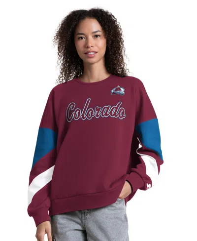 Starter Women's Burgundy Colorado Avalanche Grand Slam Sleeve Color Block Sweatshirt In Multi