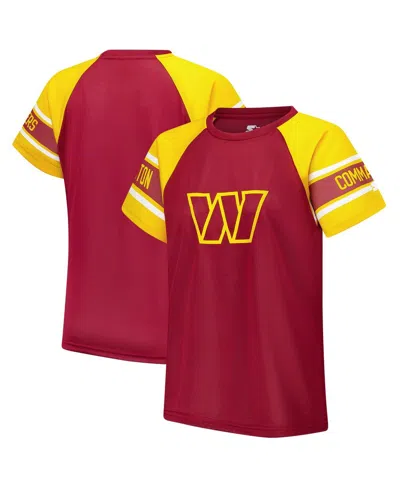 Starter Women's Burgundy Washington Commanders 1st Rounder Color Block Raglan Top In Multi