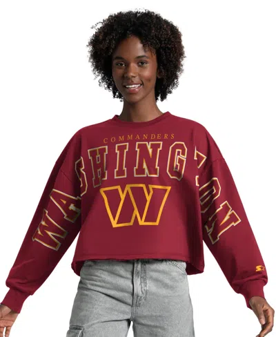 Starter Women's Burgundy Washington Commanders Bleachers Cropped Sweatshirt