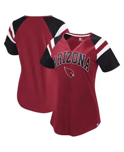 Starter Women's Cardinal Arizona Cardinals Game On Notch Neck Raglan T-shirt