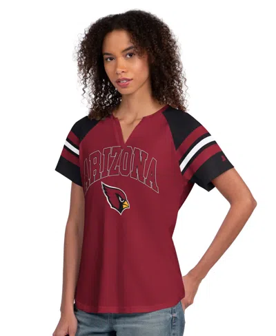 Starter Women's Cardinal Arizona Cardinals Game On Notch Neck Raglan T-shirt In Burgundy