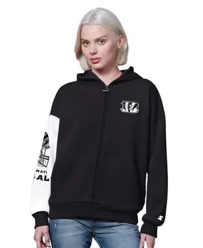 Starter Women's Cincinnati Bengals 4th Down Full-zip Fleece-lined Hoodie In Black