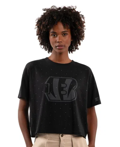 Starter Women's Cincinnati Bengals Cropped Boxy T-shirt In Black