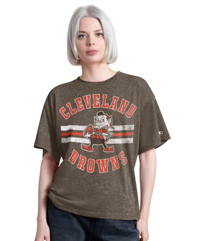 Starter Women's Cleveland Browns Jump Shot Vintage Boyfriend Tri-blend Graphic Tee