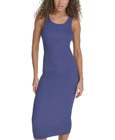 Starter Women's Cotton-blend Ribbed-knit Tank Dress In Deep Cobalt