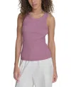 Starter Stretch Cotton Ringer Tank In Dusty Orchid