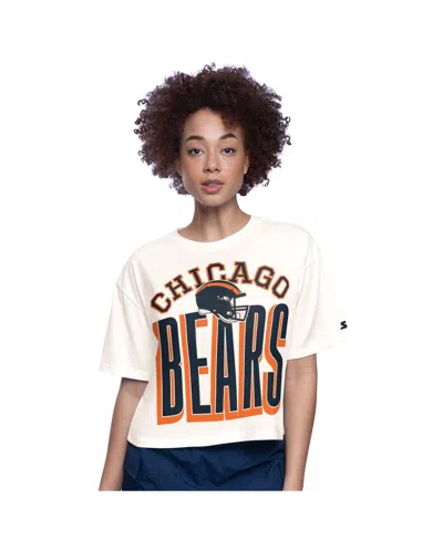 Starter Women's Cream Chicago Bears Throwback Play The Ball Boxy Cropped T-shirt In White