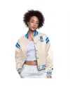 Starter Women's Cream Detroit Lions Full Count Full-snap Satin Jacket In Cream