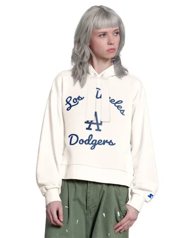 Starter Women's Cream Los Angeles Dodgers Baseline Hoodie Sweatshirt In White