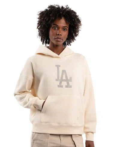 Starter Women's Cream Los Angeles Dodgers Fleece Rhinestone Hoodie In White