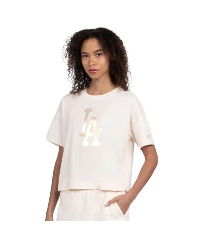 Starter Women's Cream Los Angeles Dodgers Pastels Boxy Cropped T-shirt In White