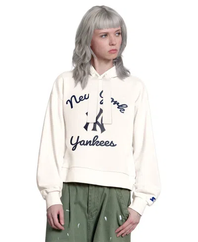 Starter Women's Cream New York Yankees Baseline Hoodie Sweatshirt In White