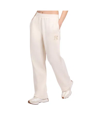 Starter Women's Cream New York Yankees Pastel High Waisted Fleece Pants In White