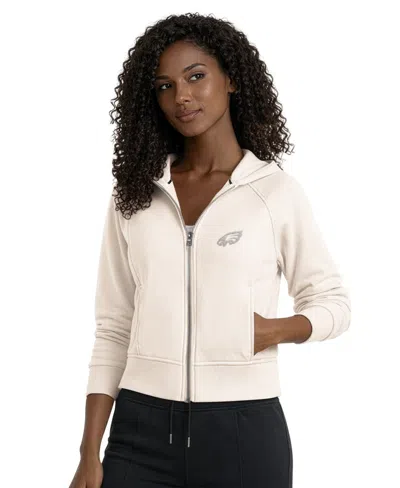 Starter Women's Cream Philadelphia Eagles Cropped Pastels Full-zip Hoodie In Neutral