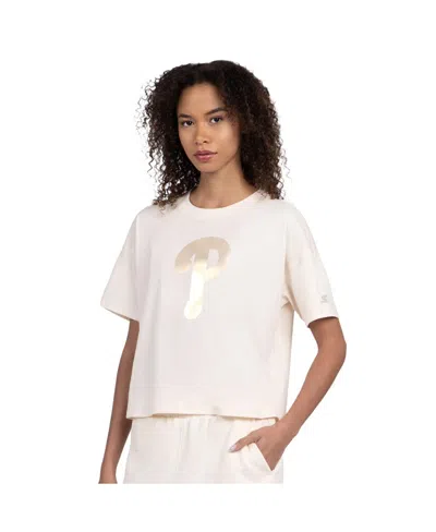 Starter Women's Cream Philadelphia Phillies Pastels Boxy Cropped T-shirt In Neutral