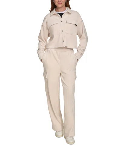 Starter Women's Cropped Snap-front Knit Jacket In Sand