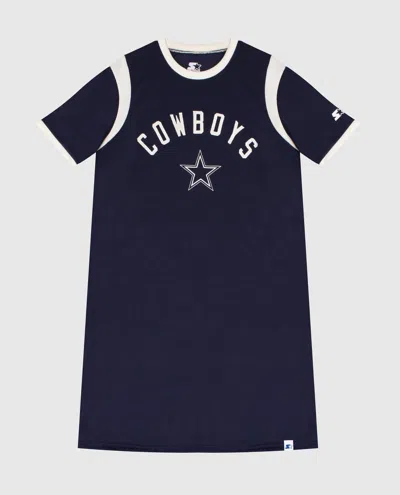 Starter Women's Dallas Cowboys Shirt Dress In Navy In Blue