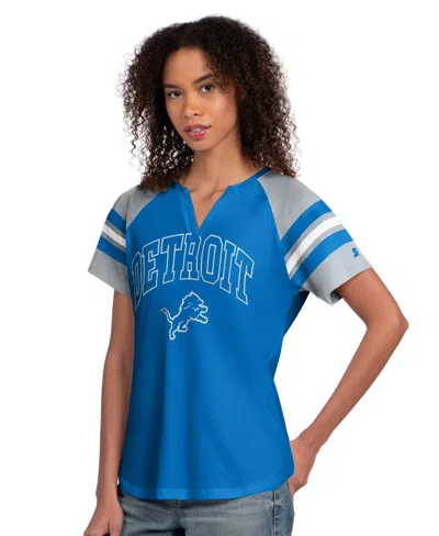 Starter Women's Detroit Lions Game On Notch Neck T-shirt In Animal Print
