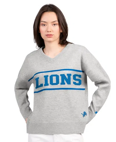 Starter Women's Gray Detroit Lions Best Shot V-neck Sweater