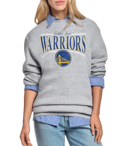 Starter Women's Gray Golden State Warriors Arch Stripe Fleece Crewneck Sweatshirt