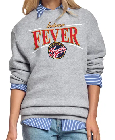 Starter Women's Gray Indiana Fever Arch Stripe Fleece Crewneck Sweatshirt In Multi