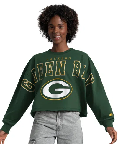 Starter Women's Green Bay Packers Bleachers Cropped Sweatshirt