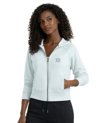 Starter Women's Green Bay Packers Cropped Pastels Full-zip Hoodie In Blue