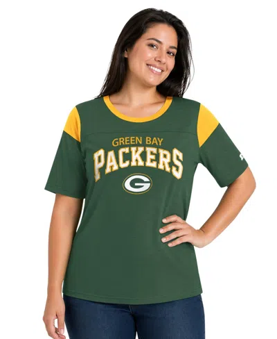 Starter Women's Green Bay Packers Plus Size Linebacker Slub T-shirt In Multi