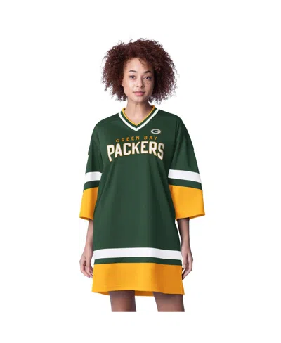 Starter Women's Green Green Bay Packers Slap Shot 3/4 Sleeve Sneaker Dress