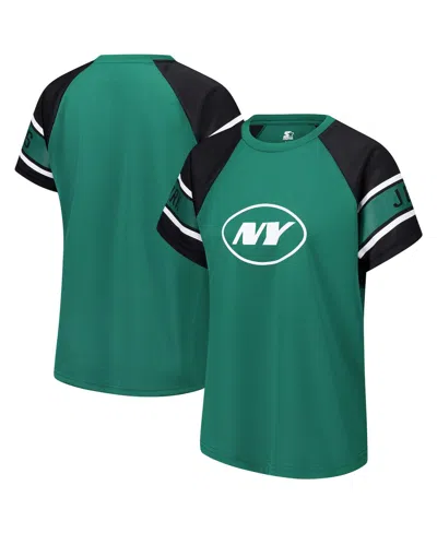 Starter Women's Green New York Jets 1st Rounder Color Block Raglan Top In Multi