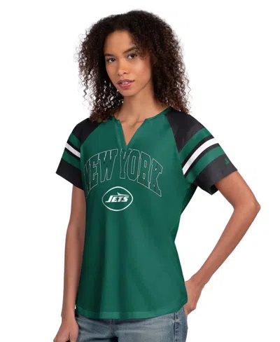 Starter Women's Green New York Jets Game On Notch Neck Raglan T-shirt