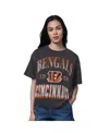 Starter Women's Heather Black Cincinnati Bengals Oversized Hall Of Fame T-shirt In Brown