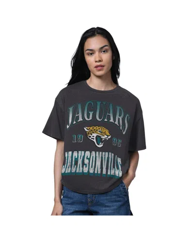 Starter Women's Heather Black Jacksonville Jaguars Oversized Hall Of Fame T-shirt
