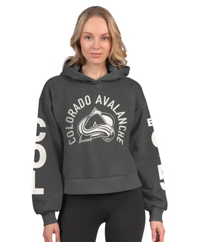 Starter Women's Heather Charcoal Colorado Avalanche Star Player Cropped Fleece Hoodie In Black