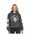 Starter Women's Heather Charcoal Minnesota Vikings Star Player Cropped Fleece Pullover Hoodie In Gray